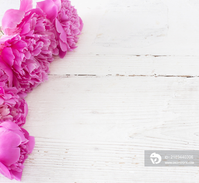 flowers on white wooden background