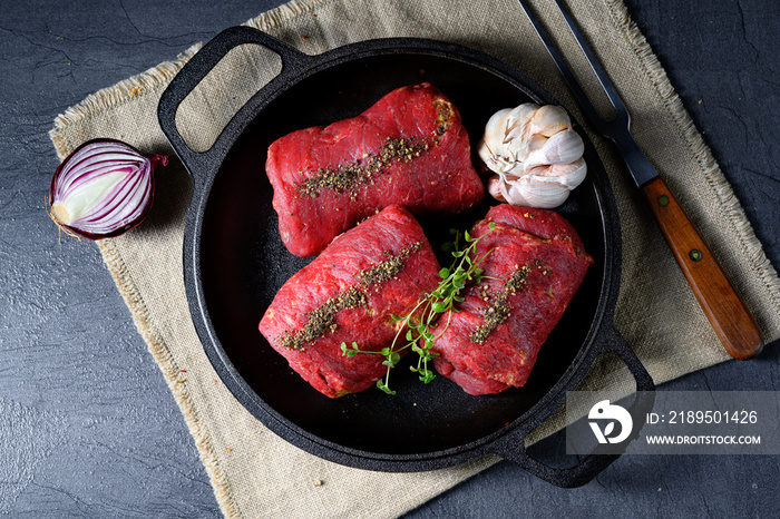 raw beef roulades prepared for cooking