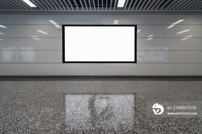 Blank Billboard Banner Media Light box in Subway station