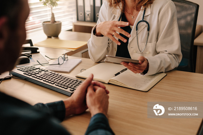 Doctor and patient talking about the treatment