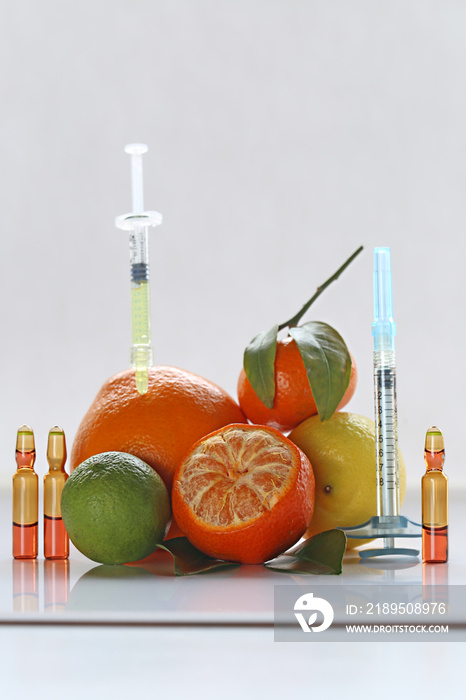 cocktail with vitamin C . Organic Cosmetics Concept