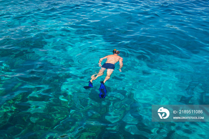 Snorkeling at Koh Rok, Andaman Sea, THAILAND.