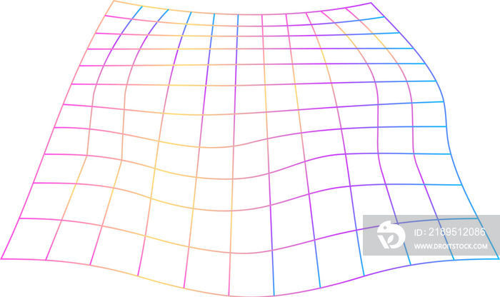 透视中的复古三维波浪霓虹灯网格线框