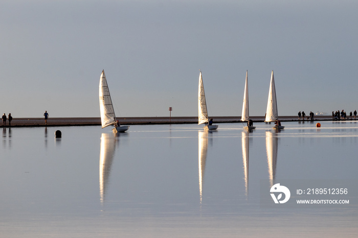 Dinghy sailing at Marine Lake, West Kirby, Wirral