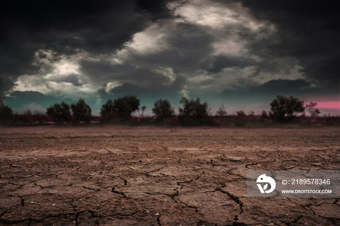 Land to the ground dry cracked with storm.