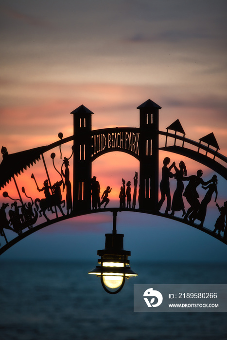 EUCLID BEACH PARK ARCHWAY with sunset in ohio