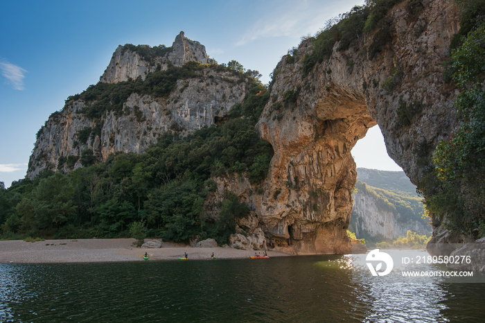 The Pont dArc is a large natural bridge over the river Ardèche in France.