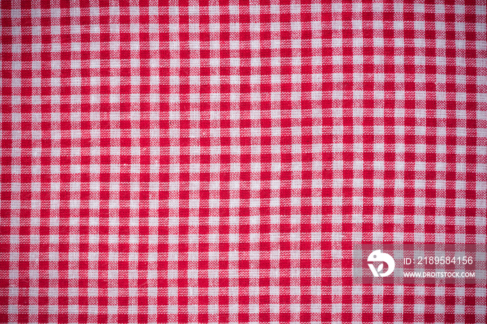 Empty red checkered kitchen linen or cloth