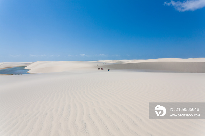 巴西Lencois Maranhenses国家公园的白色沙丘全景。