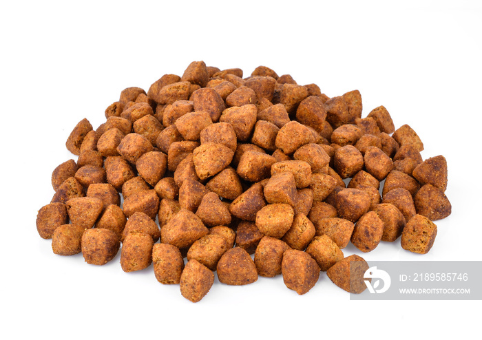 Dog food isolated on white