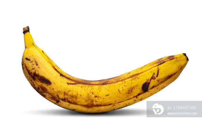 Overripe banana. Yellow banana isolated on a white background.