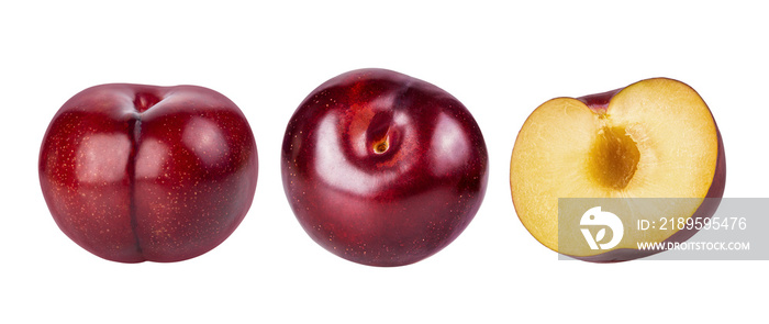 red cherry plum  isolated on white background. full depth of field