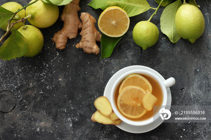 Healthy ginger tea with lemon