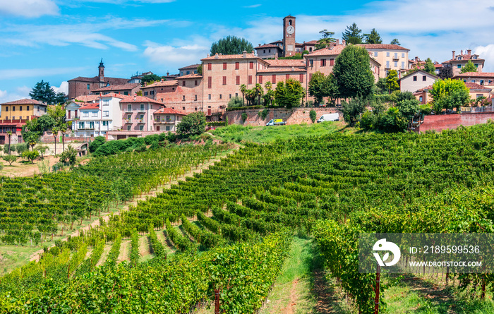 View of Neive in the Province of Cuneo, Piedmont, Italy