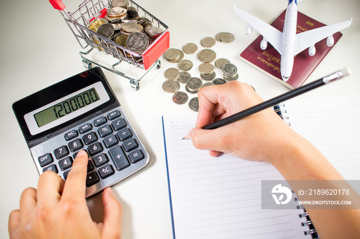 Woman are calculating travel expenses. Asia, Thailand