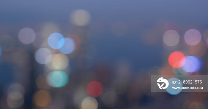 Bokeh of city of Hong Kong in the evening