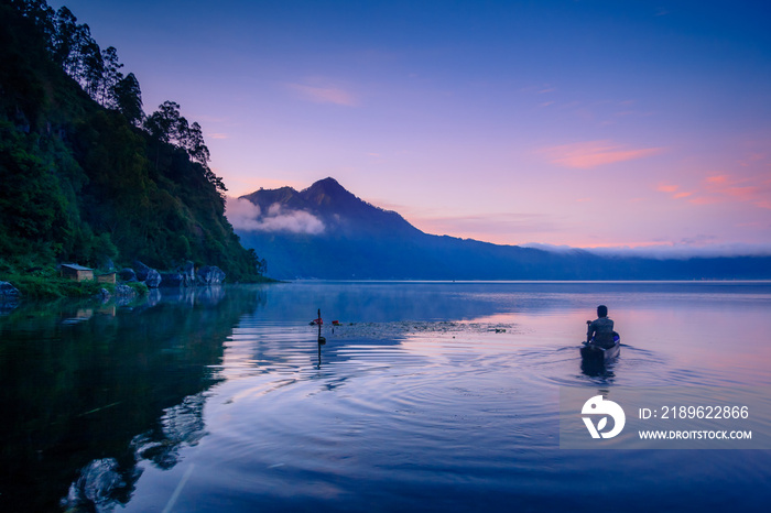 View of a lake and mountain in Bali Indonesia 
