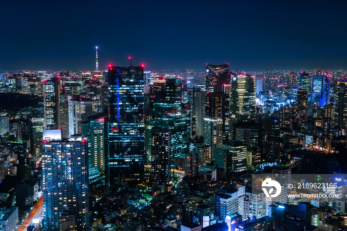 六本木ヒルズから眺める東京の夜景 六本木一丁目方面