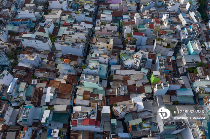 Aerial photography of rooftops and architecture Ho Chi Minh City Vietnam