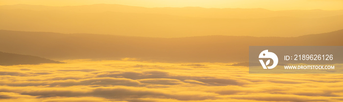 Panorama photo of Sunrise time with sea of fog and clouds with mountain hill at Sri Nan National Par