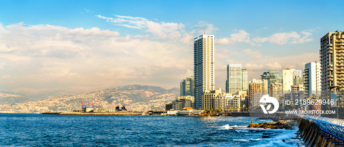 The Corniche seaside promenade in Beirut, Lebanon