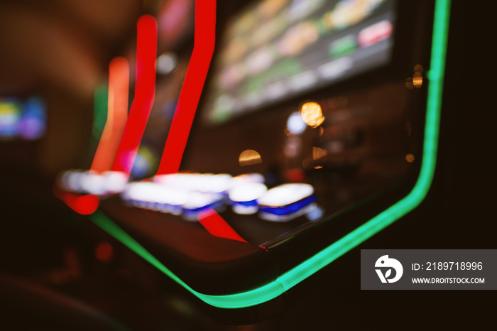 Gambling machine at casino club. Shallow depth of field.