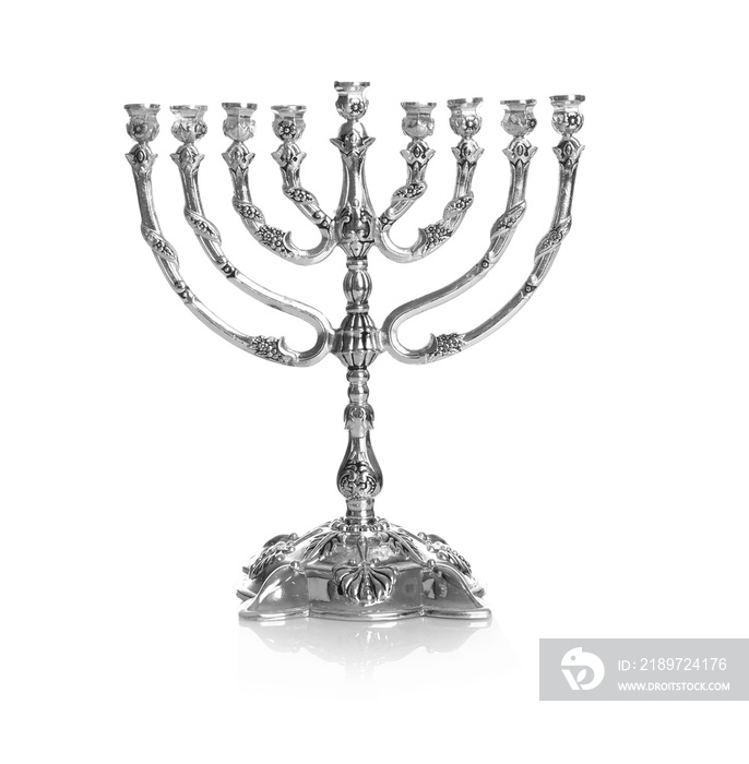 Hanukkah menorah on white background