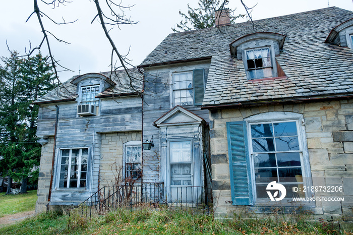 Abandoned run down house in American Midwest countryside, USA