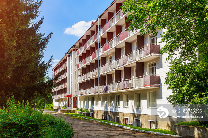 Typical student residence campus building. Background with copy space for text