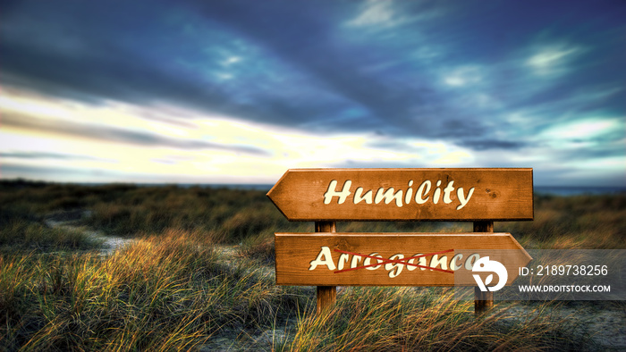 Street Sign to Humility versus Arrogance