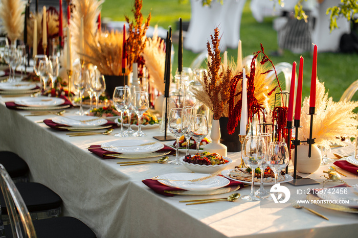 Luxury festive served table banquet catering