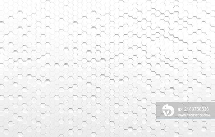 White hexagon 3D background texture. 3d rendering illustration. Futuristic abstract banner.