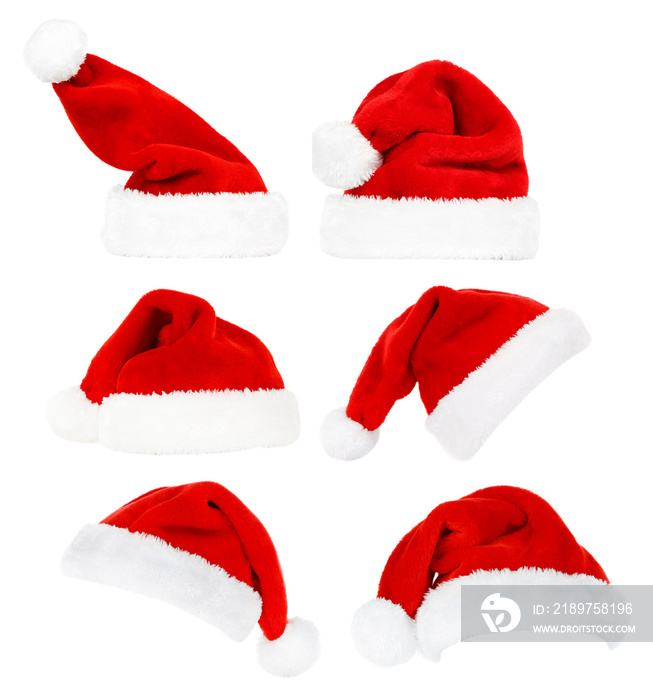 白色隔离的圣诞老人帽拼贴画