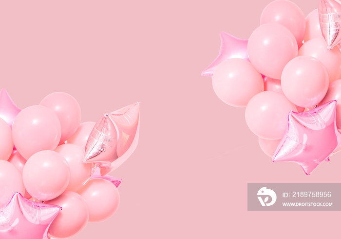 粉色生日气球薄荷色背景模型
