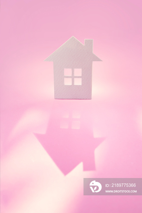 white paper house on pink background, homeless housing and home protection insurance concept, intern