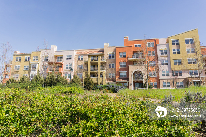 Residential buildings on telecommunication hill, San Jose, California