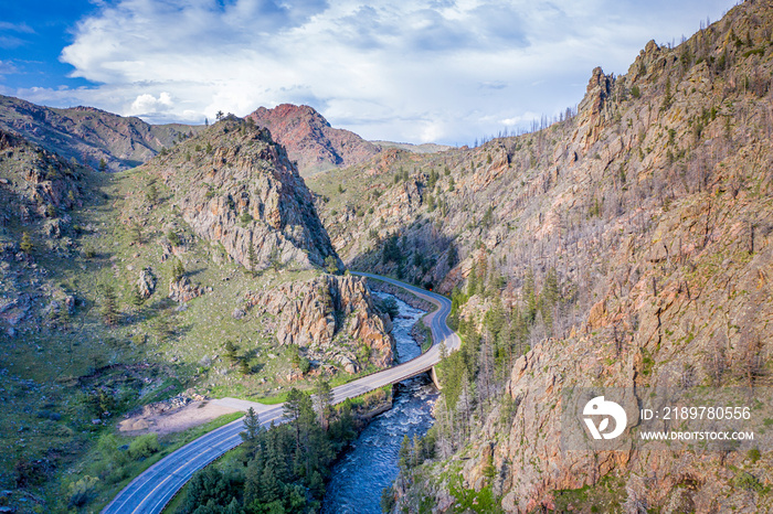 Poudre River Canyon aerial view