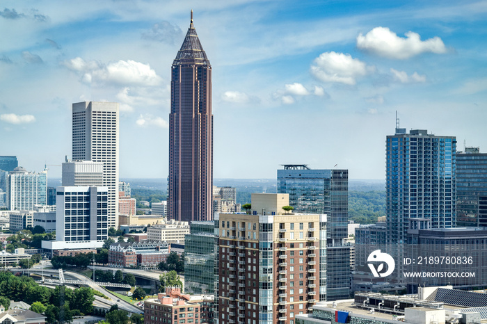 Aerial View of Downtown Atlanta, Georgia, USA (Midtown)