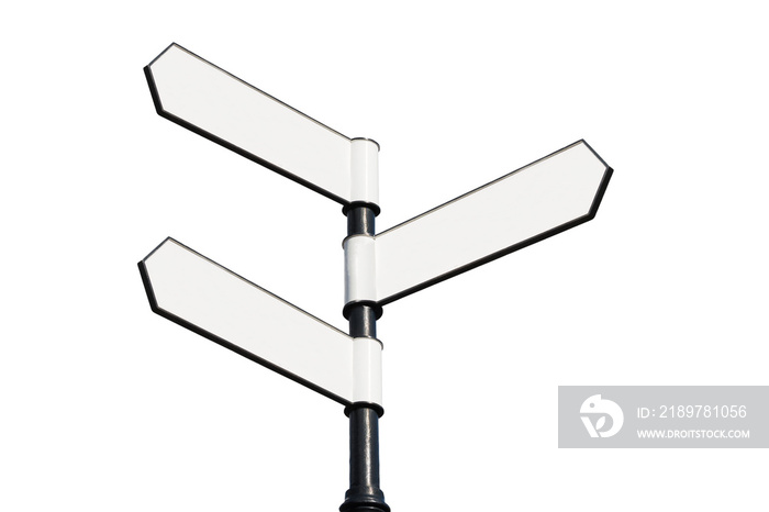 Isolated Blank Directional Signpost Arrows and clipping path ins