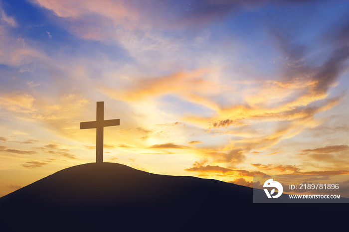 sunrise and cross on mountain