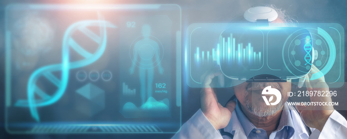 数字医疗健康未来和全球元宇宙技术，医生佩戴最佳VR耳机eq