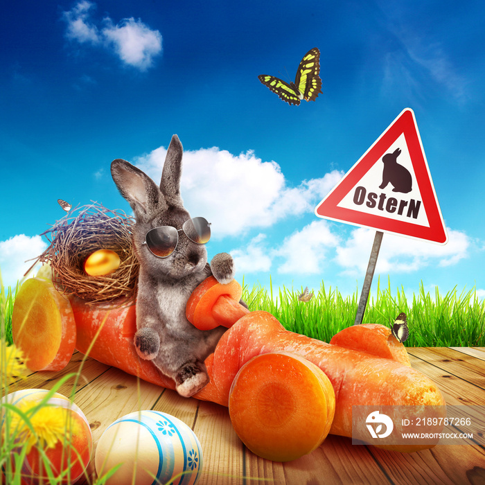 Osterhase unterwegs zum Osterfest!