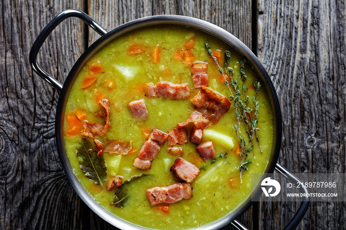 German one pot pea soup erbseneintopf with bacon