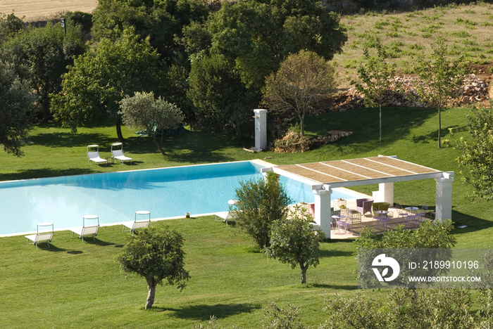 Italy, Apulia, Cisternino, Swimming pool of Hotel