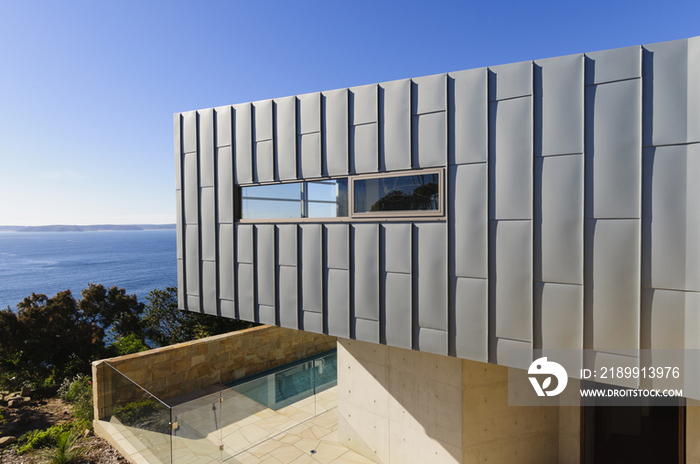 Exterior of a modern beach house; Sydney; NSW; Australia