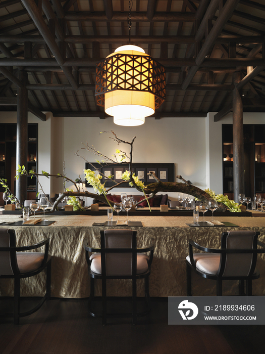 Large dining table in elegant dining room