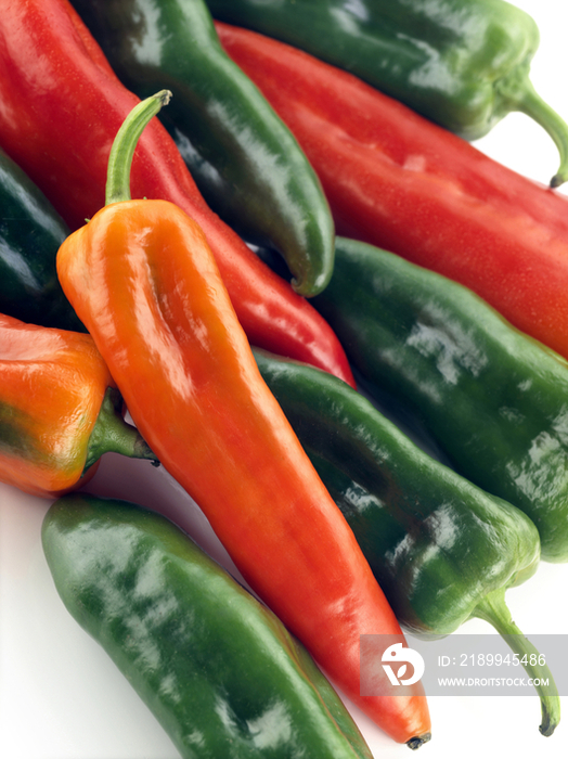 Red and green hot peppers 