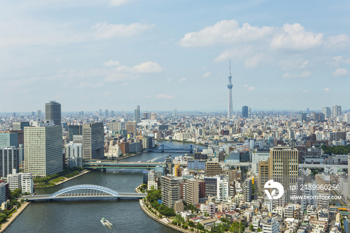 Sumida river and Sky Tree Tower in Tokyo