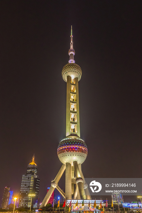 Oriental Pearl Tower Lighting up,Shanghai,China