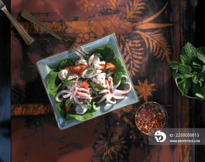 Thailand, spicy thai squid salad